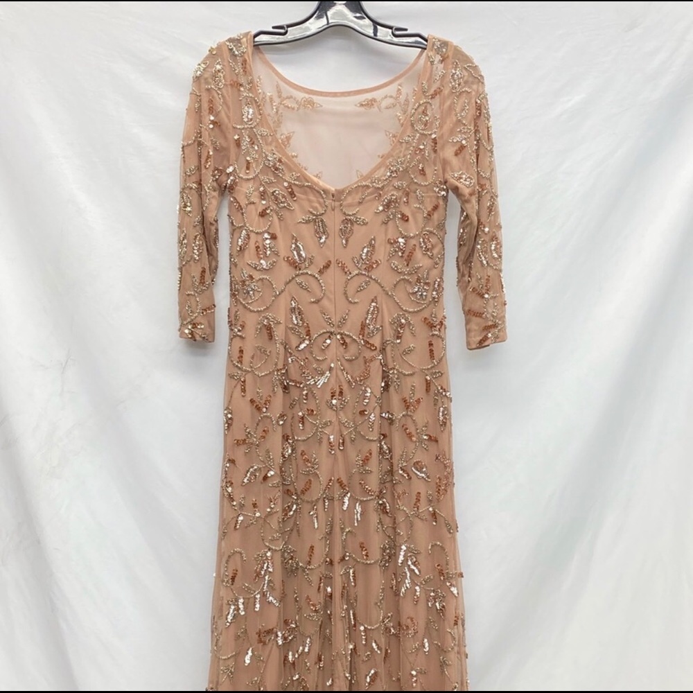 Adrianna Papell Long sleeve rose gold godet dress - Picture 11 of 13
